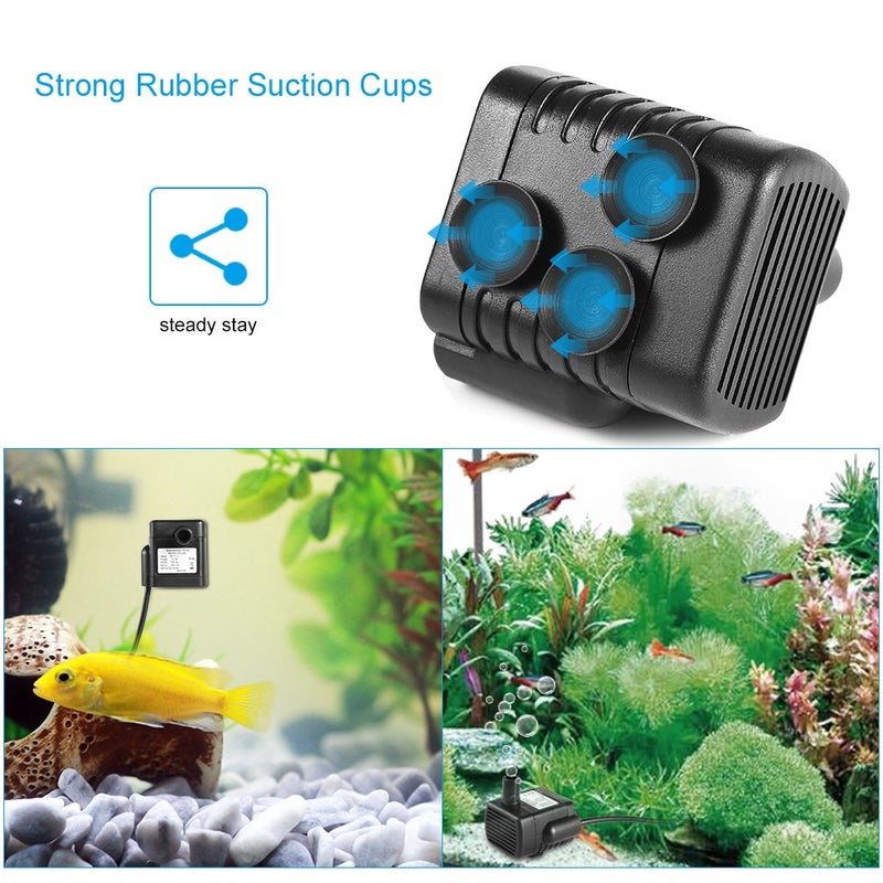LEDGLE Mini USB Fountain Pump Compact Submersible Pumps Efficient 5V Water Pump for Small Pond, Fish Tank, Long Cord, 180L/H, Black - Image 3
